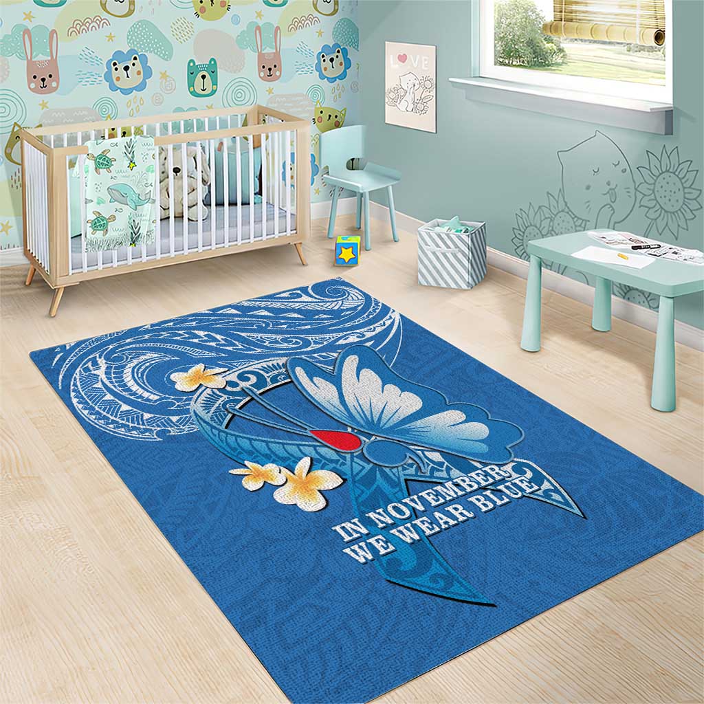 Polynesia Diabetes Awareness Month Area Rug In November We Wear Blue LT14 - Polynesian Pride