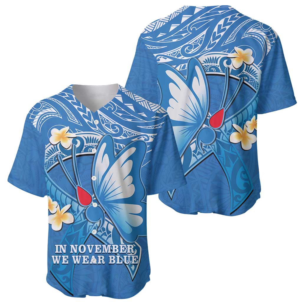 Polynesia Diabetes Awareness Month Baseball Jersey In November We Wear Blue LT14 - Polynesian Pride