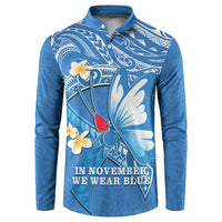 Polynesia Diabetes Awareness Month Button Sweatshirt In November We Wear Blue LT14 Blue - Polynesian Pride