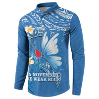 Polynesia Diabetes Awareness Month Button Sweatshirt In November We Wear Blue LT14 - Polynesian Pride