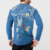 Polynesia Diabetes Awareness Month Button Sweatshirt In November We Wear Blue LT14 - Polynesian Pride