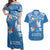 Polynesia Diabetes Awareness Month Couples Matching Off Shoulder Maxi Dress and Hawaiian Shirt In November We Wear Blue