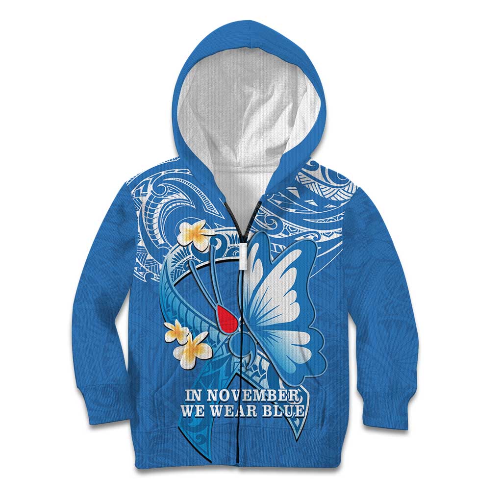 Polynesia Diabetes Awareness Month Kid Hoodie In November We Wear Blue LT14 Zip Hoodie Blue - Polynesian Pride