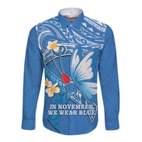Polynesia Diabetes Awareness Month Long Sleeve Button Shirt In November We Wear Blue LT14 Unisex Blue - Polynesian Pride