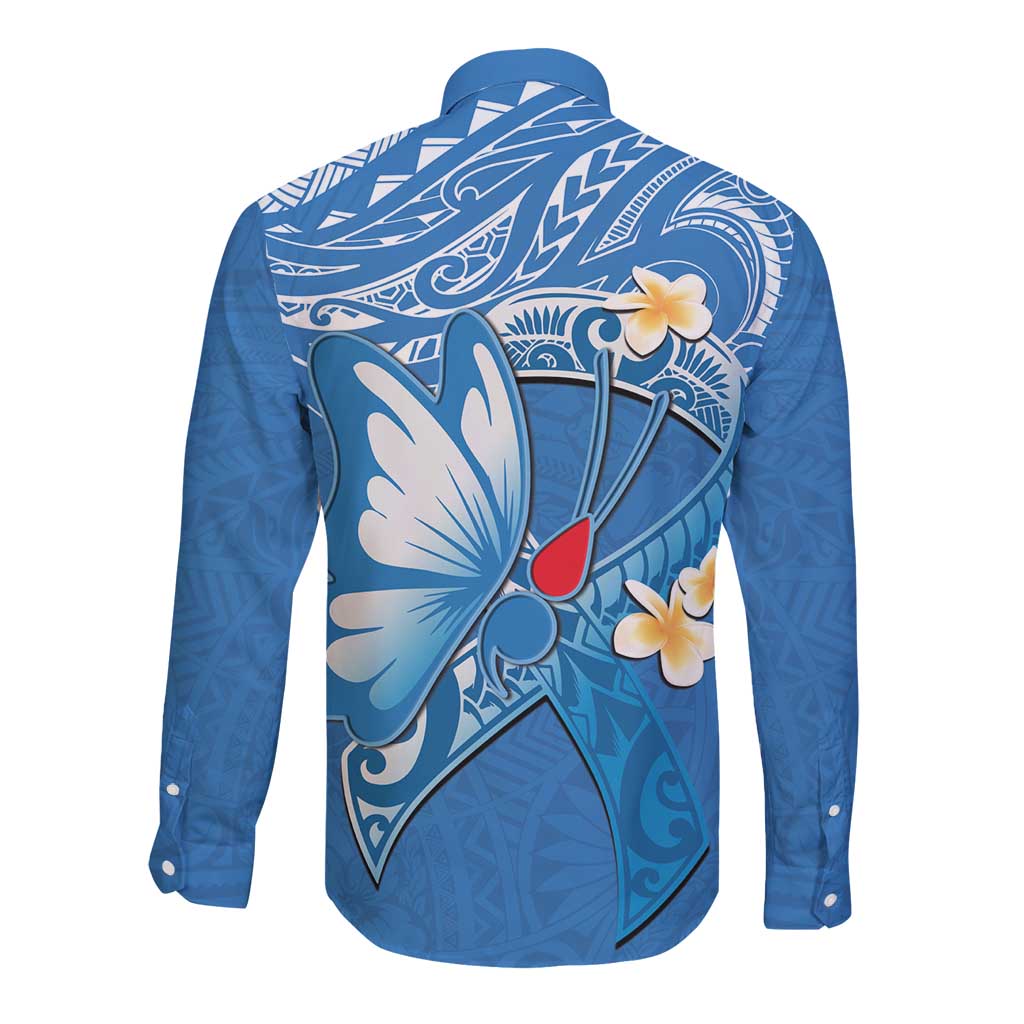 Polynesia Diabetes Awareness Month Long Sleeve Button Shirt In November We Wear Blue LT14 - Polynesian Pride
