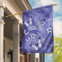 Polynesia Stomach Cancer Awareness Garden Flag Periwinkle Ribbon Brave Strong! LT14 House Flag Periwinkle - Polynesian Pride