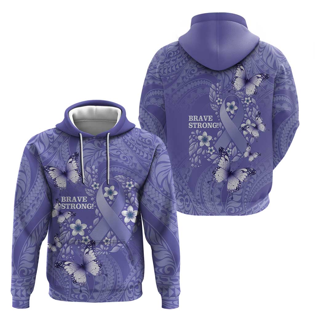 Polynesia Stomach Cancer Awareness Hoodie Periwinkle Ribbon Brave Strong! LT14 - Polynesian Pride