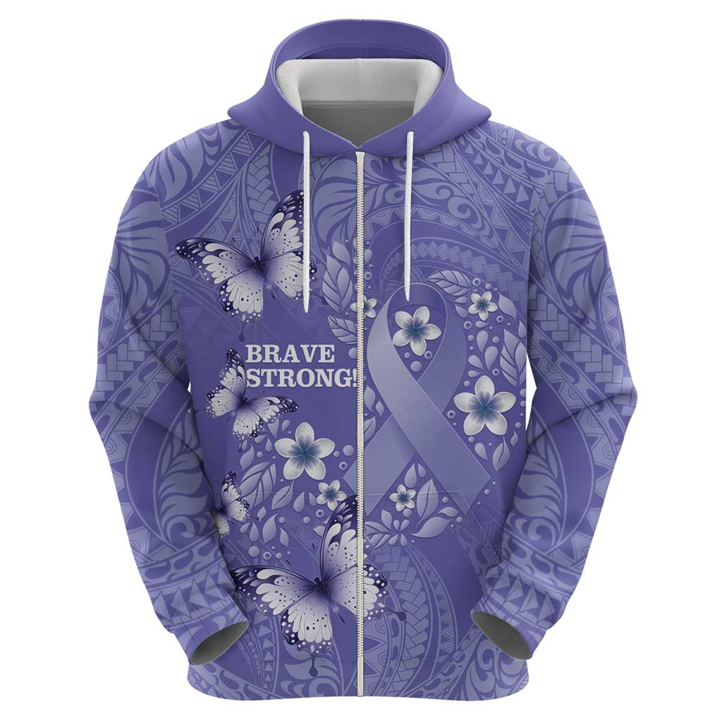 Polynesia Stomach Cancer Awareness Hoodie Periwinkle Ribbon Brave Strong! LT14 - Polynesian Pride