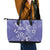 Polynesia Stomach Cancer Awareness Leather Tote Bag Periwinkle Ribbon Brave Strong!