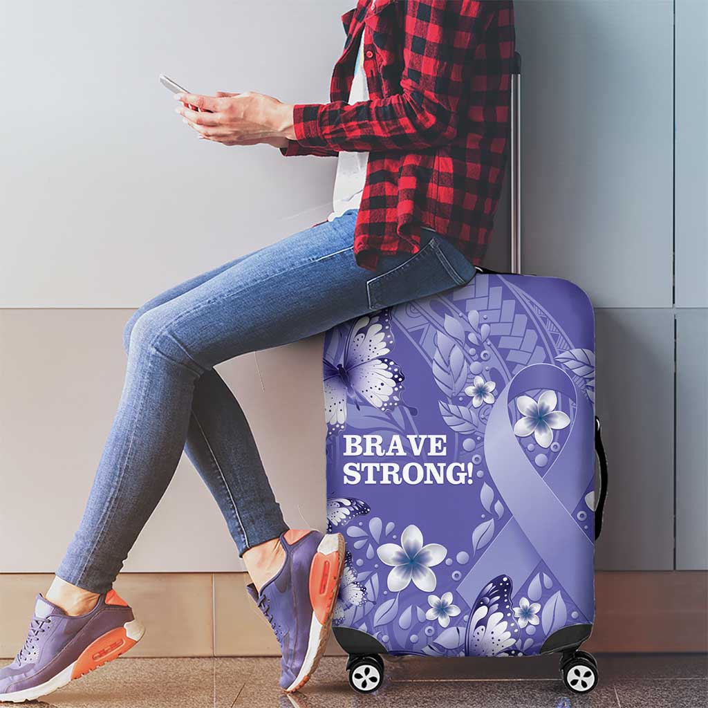 Polynesia Stomach Cancer Awareness Luggage Cover Periwinkle Ribbon Brave Strong! LT14 - Polynesian Pride