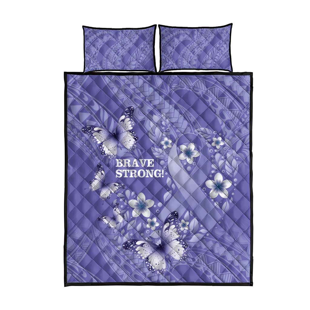 Polynesia Stomach Cancer Awareness Quilt Bed Set Periwinkle Ribbon Brave Strong! LT14 - Polynesian Pride