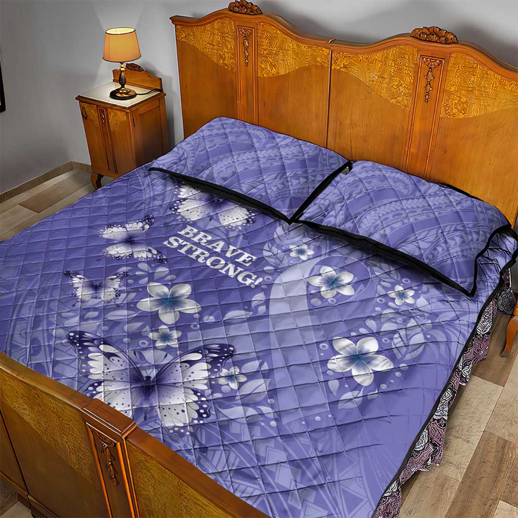 Polynesia Stomach Cancer Awareness Quilt Bed Set Periwinkle Ribbon Brave Strong! LT14 - Polynesian Pride