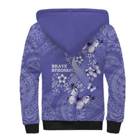 Polynesia Stomach Cancer Awareness Sherpa Hoodie Periwinkle Ribbon Brave Strong! LT14 - Polynesian Pride