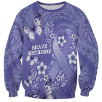 Polynesia Stomach Cancer Awareness Sweatshirt Periwinkle Ribbon Brave Strong! LT14 Unisex Periwinkle - Polynesian Pride