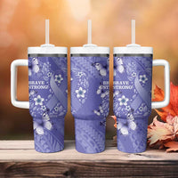 Polynesia Stomach Cancer Awareness Tumbler With Handle Periwinkle Ribbon Brave Strong! LT14 - Polynesian Pride