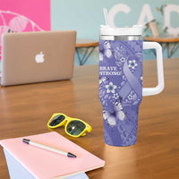 Polynesia Stomach Cancer Awareness Tumbler With Handle Periwinkle Ribbon Brave Strong! LT14 - Polynesian Pride