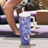 Polynesia Stomach Cancer Awareness Tumbler With Handle Periwinkle Ribbon Brave Strong! LT14 - Polynesian Pride