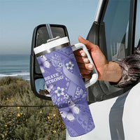 Polynesia Stomach Cancer Awareness Tumbler With Handle Periwinkle Ribbon Brave Strong! LT14 - Polynesian Pride