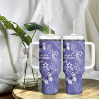 Polynesia Stomach Cancer Awareness Tumbler With Handle Periwinkle Ribbon Brave Strong! LT14 - Polynesian Pride