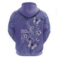 Polynesia Stomach Cancer Awareness Zip Hoodie Periwinkle Ribbon Brave Strong! LT14 - Polynesian Pride