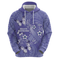 Polynesia Stomach Cancer Awareness Zip Hoodie Periwinkle Ribbon Brave Strong! LT14 - Polynesian Pride