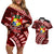 Malo e lelei Tonga Couples Matching Off Shoulder Short Dress and Hawaiian Shirt Tongan Ngatu Pattern Red Version LT14 Red - Polynesian Pride