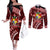 Malo e lelei Tonga Couples Matching Off The Shoulder Long Sleeve Dress and Long Sleeve Button Shirt Tongan Ngatu Pattern Red Version LT14 Red - Polynesian Pride