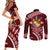 Malo e lelei Tonga Couples Matching Short Sleeve Bodycon Dress and Long Sleeve Button Shirt Tongan Ngatu Pattern Red Version LT14 - Polynesian Pride