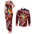 Malo e lelei Tonga Couples Matching Tank Maxi Dress and Long Sleeve Button Shirt Tongan Ngatu Pattern Red Version LT14 Red - Polynesian Pride