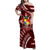 Malo e lelei Tonga Family Matching Off Shoulder Maxi Dress and Hawaiian Shirt Tongan Ngatu Pattern Red Version LT14 Mom's Dress Red - Polynesian Pride