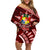 Malo e lelei Tonga Family Matching Off Shoulder Short Dress and Hawaiian Shirt Tongan Ngatu Pattern Red Version LT14 Mom's Dress Red - Polynesian Pride