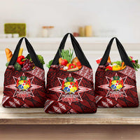 Malo e lelei Tonga Grocery Bag Tongan Ngatu Pattern Red Version LT14 3-pack One Size Red - Polynesian Pride