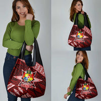 Malo e lelei Tonga Grocery Bag Tongan Ngatu Pattern Red Version LT14 - Polynesian Pride
