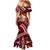 Malo e lelei Tonga Mermaid Dress Tongan Ngatu Pattern Red Version LT14 - Polynesian Pride