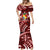 Malo e lelei Tonga Mermaid Dress Tongan Ngatu Pattern Red Version LT14 - Polynesian Pride