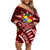 Malo e lelei Tonga Off Shoulder Short Dress Tongan Ngatu Pattern Red Version LT14 Women Red - Polynesian Pride