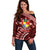 Malo e lelei Tonga Off Shoulder Sweater Tongan Ngatu Pattern Red Version LT14 Women Red - Polynesian Pride