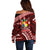 Malo e lelei Tonga Off Shoulder Sweater Tongan Ngatu Pattern Red Version LT14 - Polynesian Pride