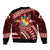 Malo e lelei Tonga Sleeve Zip Bomber Jacket Tongan Ngatu Pattern Red Version LT14 - Polynesian Pride