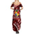 Malo e lelei Tonga Summer Maxi Dress Tongan Ngatu Pattern Red Version LT14 - Polynesian Pride