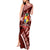 Malo e lelei Tonga Tank Maxi Dress Tongan Ngatu Pattern Red Version LT14 - Polynesian Pride