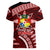 Malo e lelei Tonga Women V Neck T Shirt Tongan Ngatu Pattern Red Version LT14 - Polynesian Pride