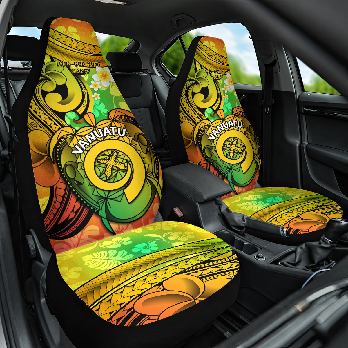 Halo Vanuatu Car Seat Cover Sand Drawing Turtle Polynesian Tropical Flowers LT14 One Size Reggae - Polynesian Pride
