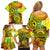 Halo Vanuatu Family Matching Off Shoulder Short Dress and Hawaiian Shirt Sand Drawing Turtle Polynesian Tropical Flowers LT14 - Polynesian Pride