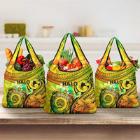 Halo Vanuatu Grocery Bag Sand Drawing Turtle Polynesian Tropical Flowers LT14 3-pack One Size Reggae - Polynesian Pride