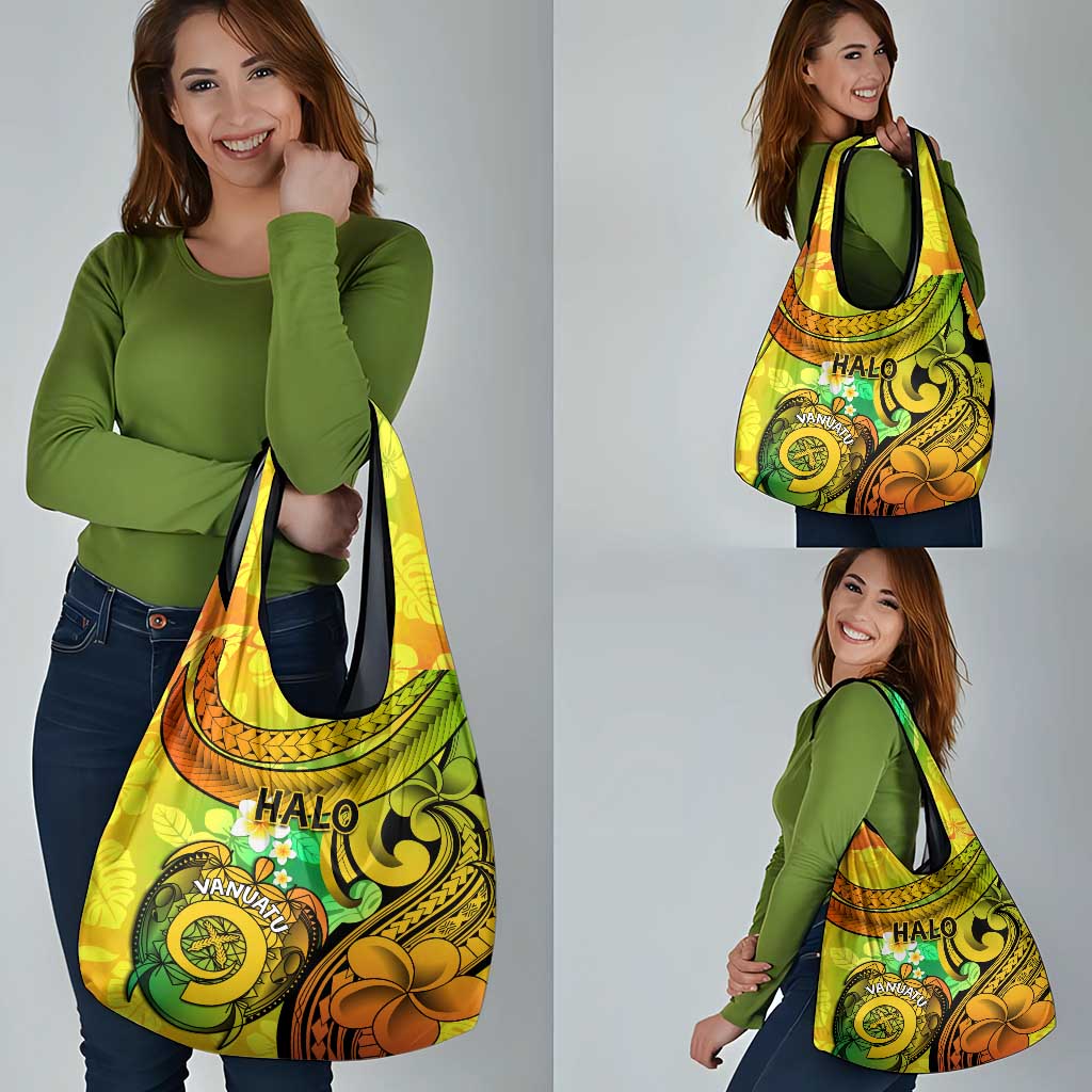 Halo Vanuatu Grocery Bag Sand Drawing Turtle Polynesian Tropical Flowers LT14 - Polynesian Pride