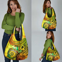 Halo Vanuatu Grocery Bag Sand Drawing Turtle Polynesian Tropical Flowers LT14 - Polynesian Pride