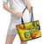 Halo Vanuatu Leather Tote Bag Sand Drawing Turtle Polynesian Tropical Flowers LT14 - Polynesian Pride