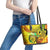 Halo Vanuatu Leather Tote Bag Sand Drawing Turtle Polynesian Tropical Flowers LT14 - Polynesian Pride