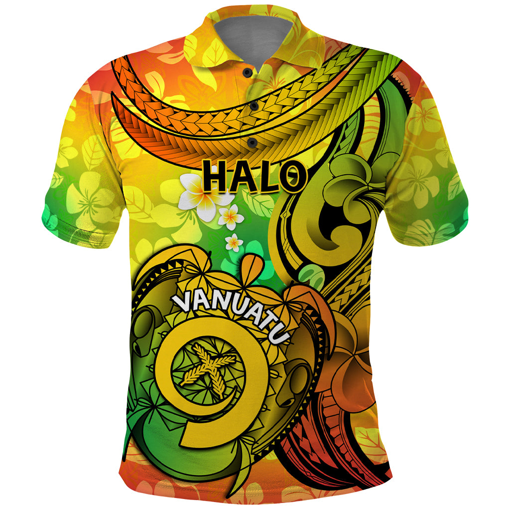 Halo Vanuatu Polo Shirt Sand Drawing Turtle Polynesian Tropical Flowers LT14 Reggae - Polynesian Pride